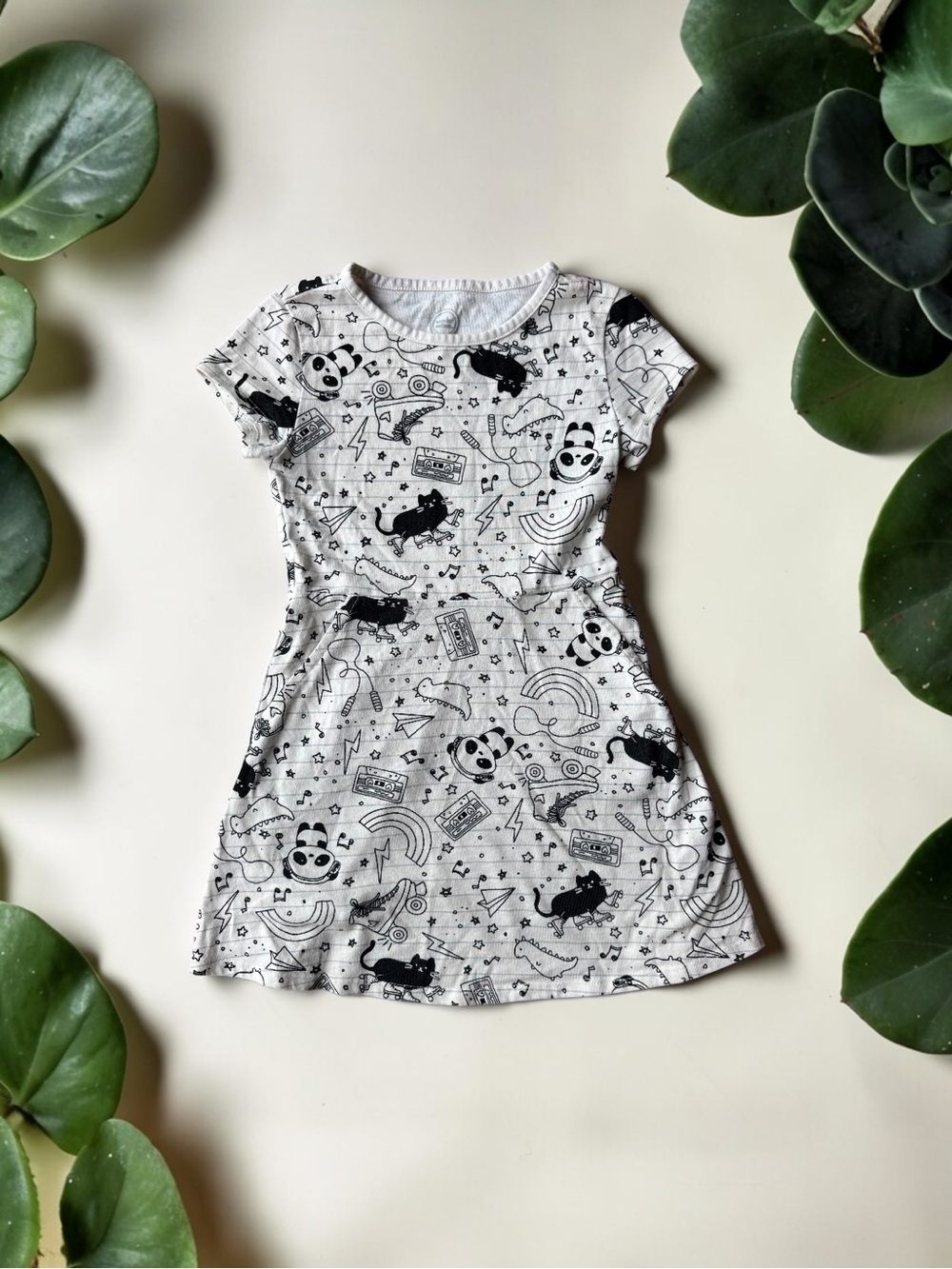 ✨ Wonder Nation Girls Black & White Short Sleeve Play Dress w/ Pockets